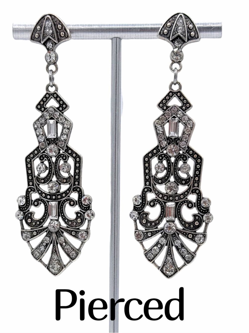 Art Deco Chandelier Roaring 20s Flapper Girl Style Pierced Earrings Jewelry